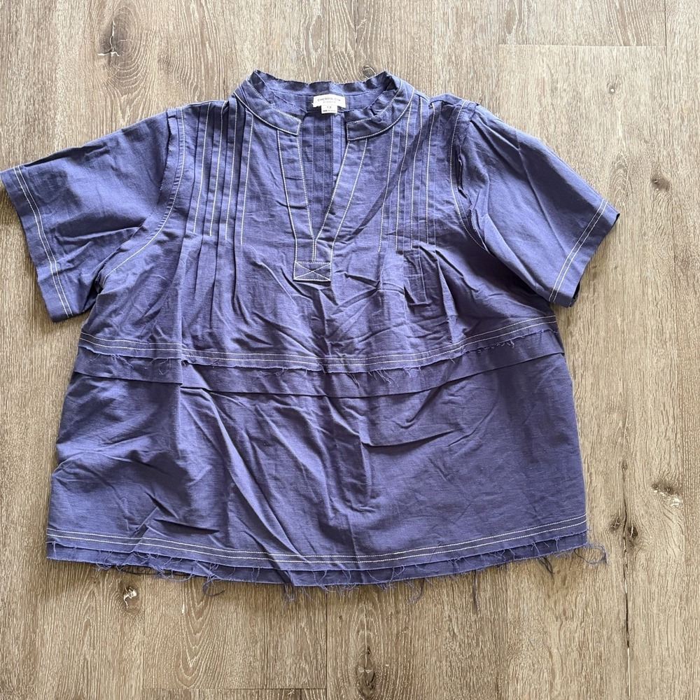 Chic Soul 1X Plus  Multi Boho Babydoll  Top Frayed Hem, Pintuck Details.